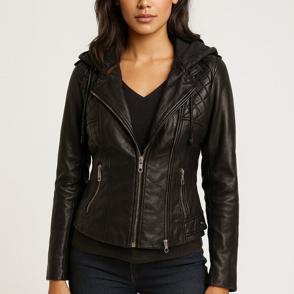 MICHAEL Michael Kors Black Leather Moto Jacket XS - Picture 1 of 7